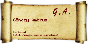 Gönczy Ambrus névjegykártya